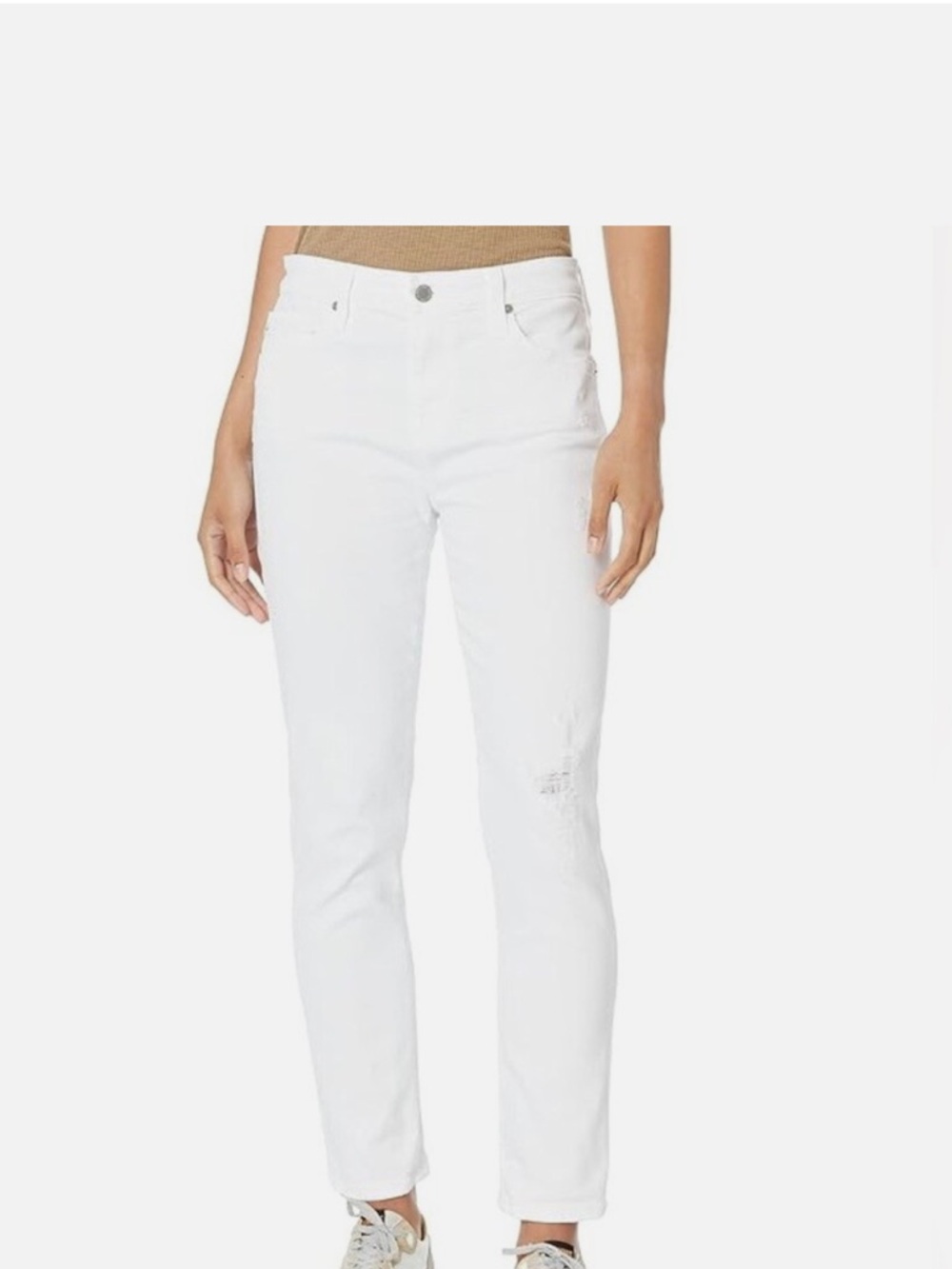 AG Women’s White Straight-Leg Jeans medium distressing - EUC
